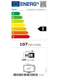 Vestel 75UA9530 4K Ultra HD 75" 190 Screen Android Smart LED TV with Satellite Receiver